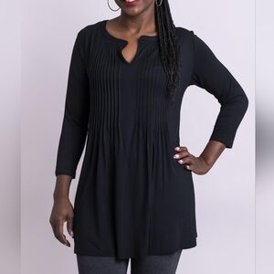 Blue Sky Clothing Sandy Tunic Top Black 3/4 Sleeves Bamboo New NWT Size XXS